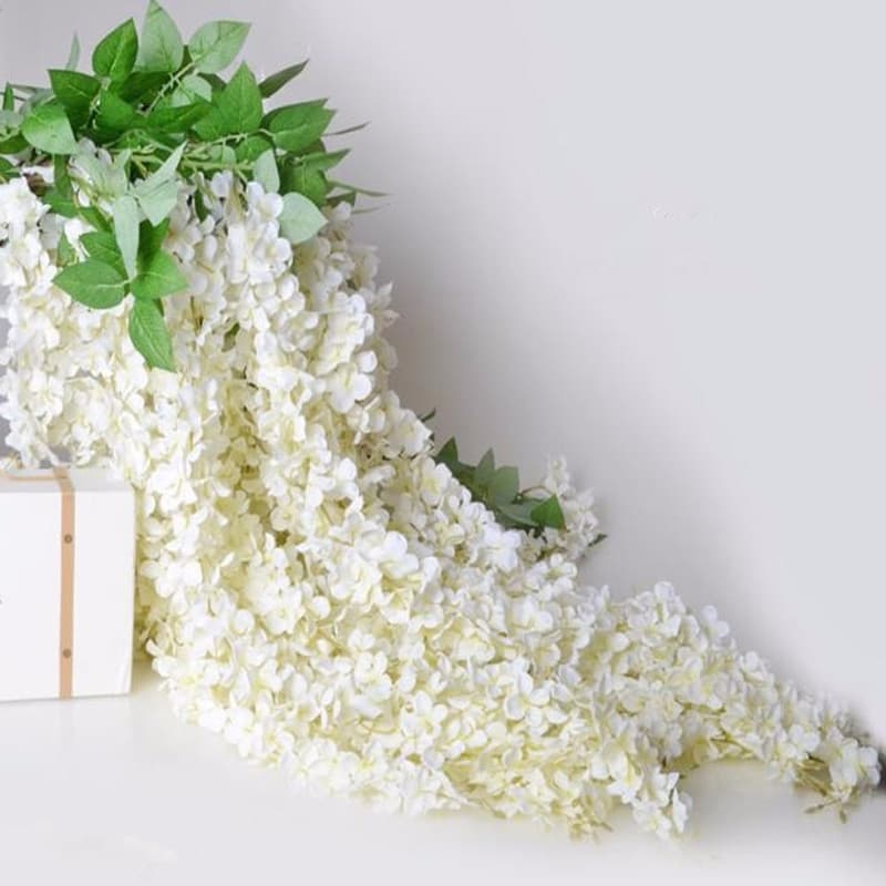 White ceiling decoration simulated hydrangea rattan wedding home living room decoration wisteria flower string holiday arrangement
