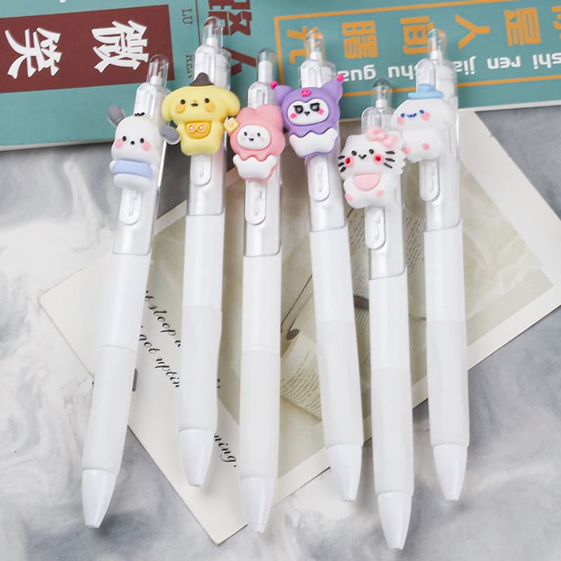 Upgraded Cartoon Gel Pen with Silicone Sticker, Cute Carbon Pen for Girls, Student Stationery 1