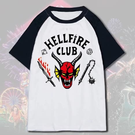 Stranger Things peripheral short-sleeved T-shirt Hellfire Club co-branded same-style cos clothes summer
