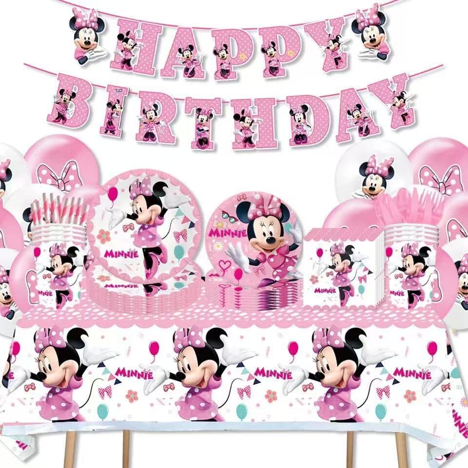 Mi* Themed Children's Cartoon Birthday Party Supplies Banner Balloons Spiral Decorations Cake Toppers Decoration
