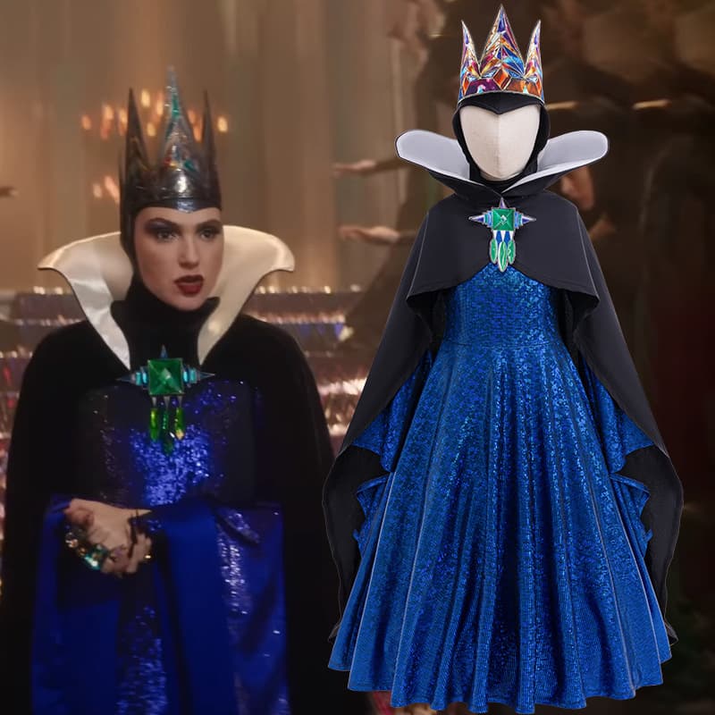 2025 Snow White and Poison Queen cross-border Halloween cosplay crown same style dress children's skirt cloak suit