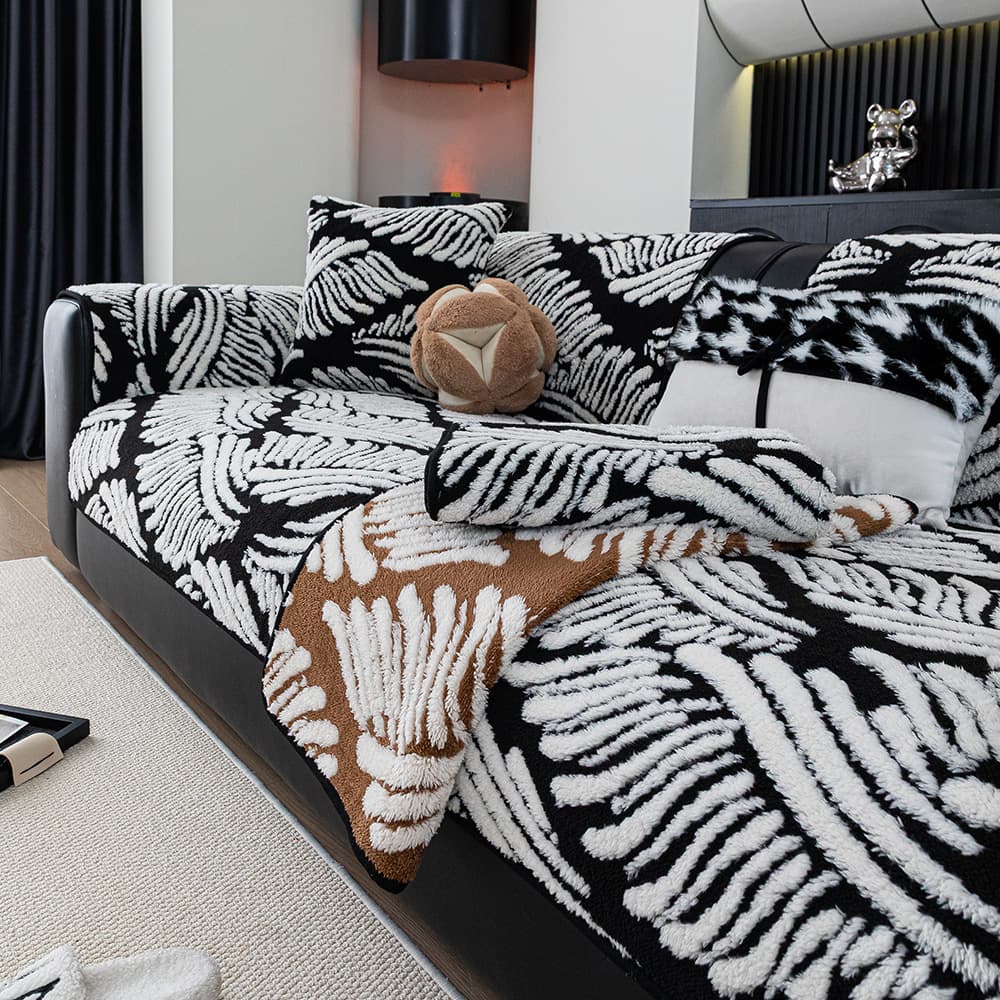 Cross-border autumn and winter new plush sofa cushion thickened warm sofa cover non-slip anti-cat scratch sofa cover cloth