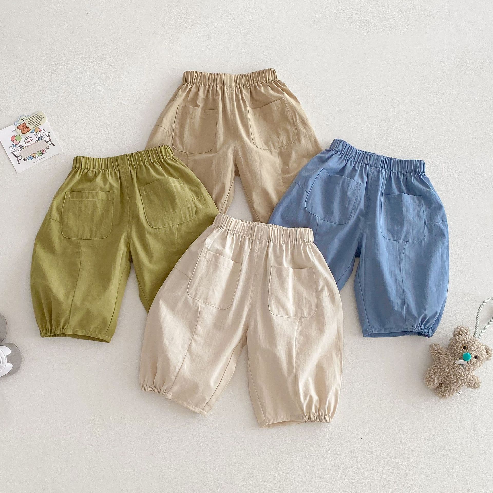 Children's solid color wide-leg pants, small left and right, 0-5 years old, summer boys' simple Korean style casual pants, trendy baby pants