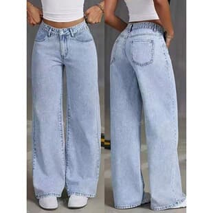 Amazon Summer Fashion Women's Straight Leg Loose Denim Pants Casual Versatile Long Pants Drop Shipping