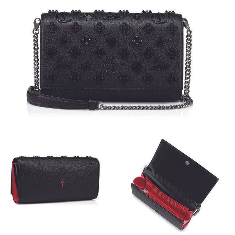 Christian Louboutin Style Rivet Chain Bag Women's Red Bottom Small Square Bag Fashionable Versatile Shoulder Bag New