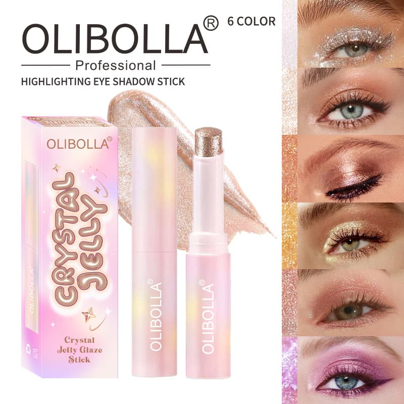 Cross-border OLIBOLLA Highlighter Stick Crystal Jelly Highlighter Eyeshadow Super Shiny Multicolor Eyeshadow Highlighter Stick