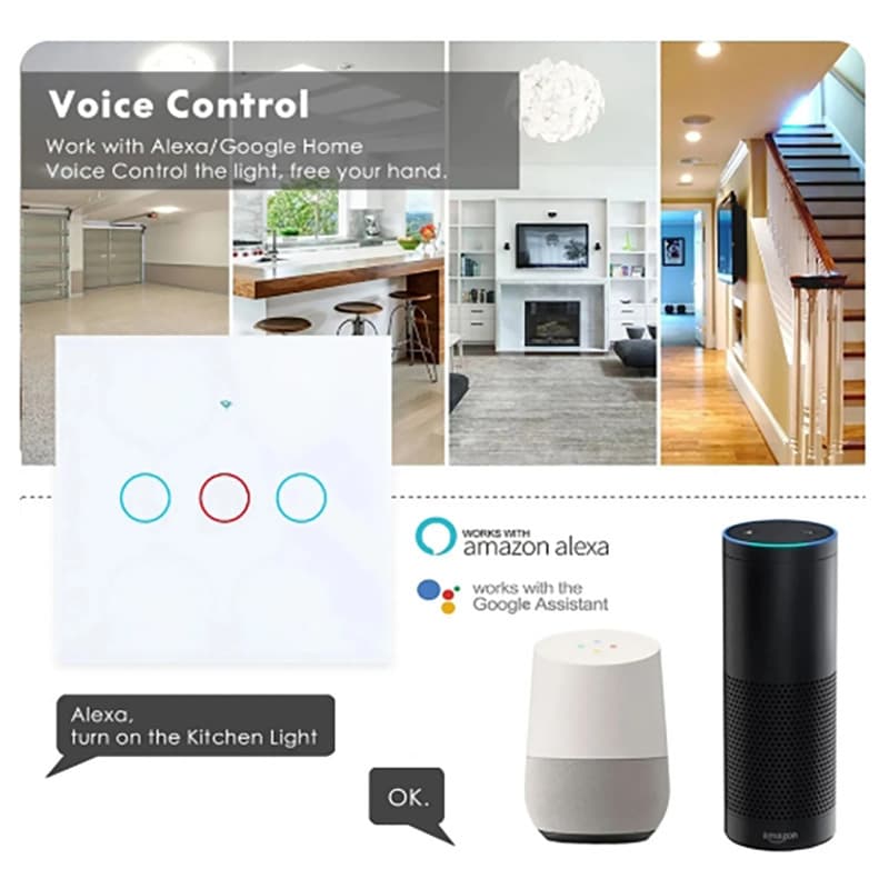 Touch Tuya WiFi Switch Home Life Alexa Google Home 433RF WiFi Remote 1/2/3 Road