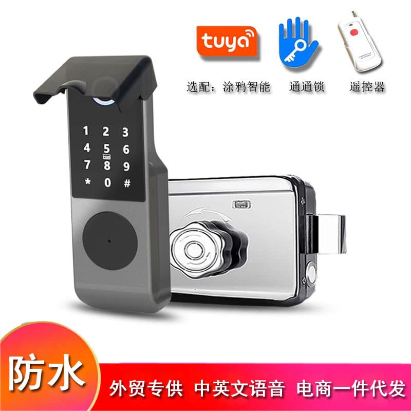 Waterproof Outdoor Iron Door Fingerprint Lock Tuya Smart Door Lock Apartment Password Factory Export Bull Head