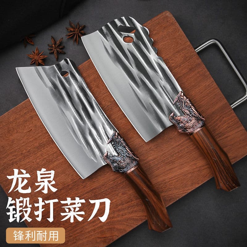 Longquan Chef Knife Household Kitchen Knife Forged Chopping Knife Bone Cutting Knife Sharp Factory Direct Source One-Piece Drop Shipping