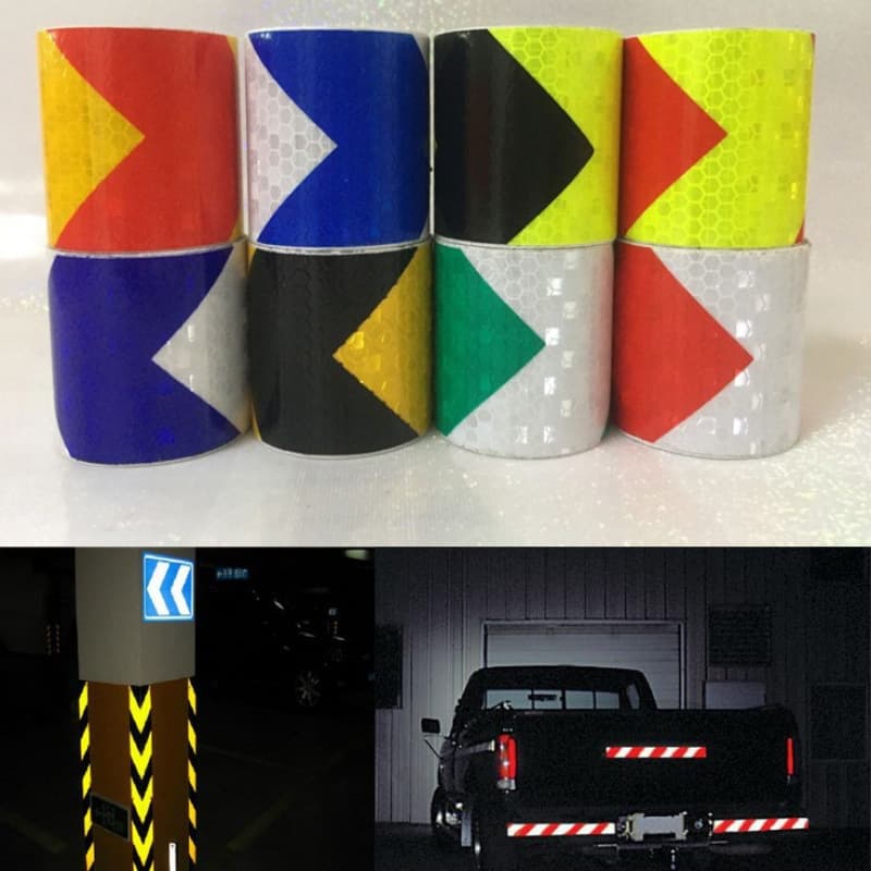 5cm*3m Crystal Reflective Car Tape Dual Color Warning Body Reflective Sticker Grid Arrow Reflective Truck