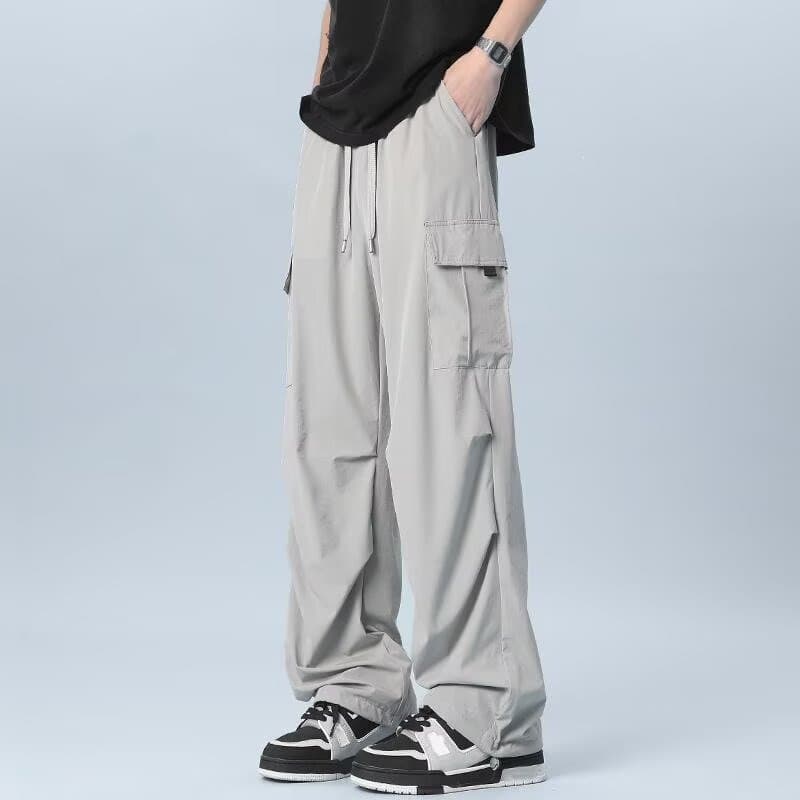2026 New Cargo Pants Men Loose Straight-Leg Trousers Men's Summer Thin Outdoor Pants Ice Silk Casual Pants Men