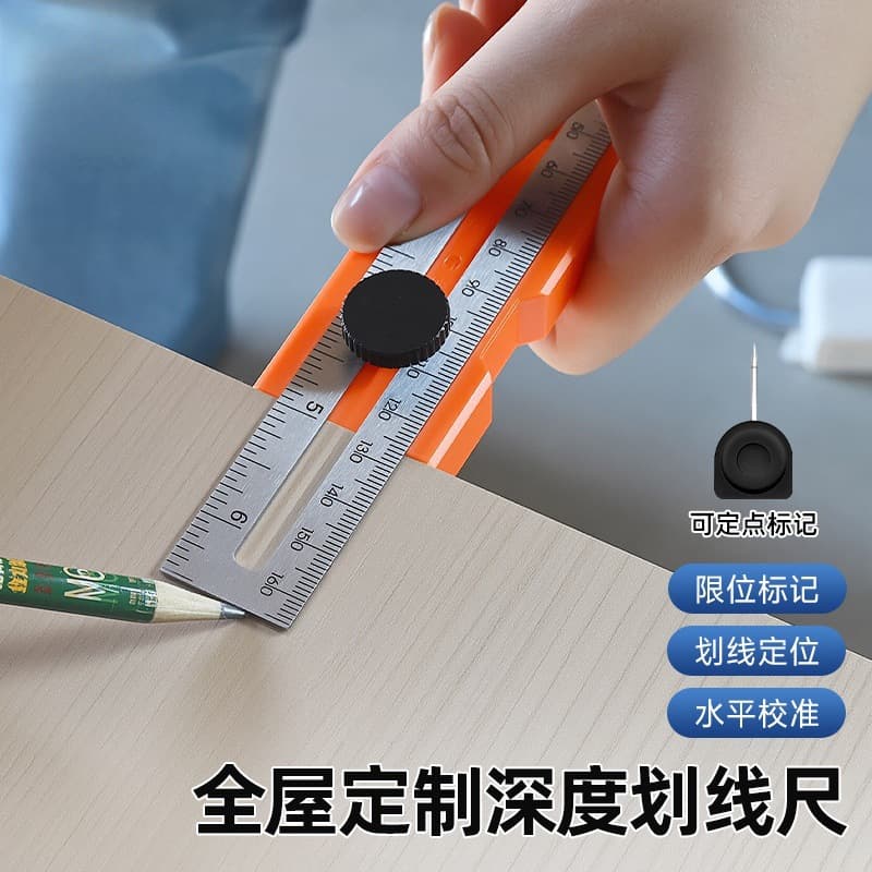 Hot selling multifunctional high-precision easy to carry rotatable with precise level bubble carpenter depth marking ruler