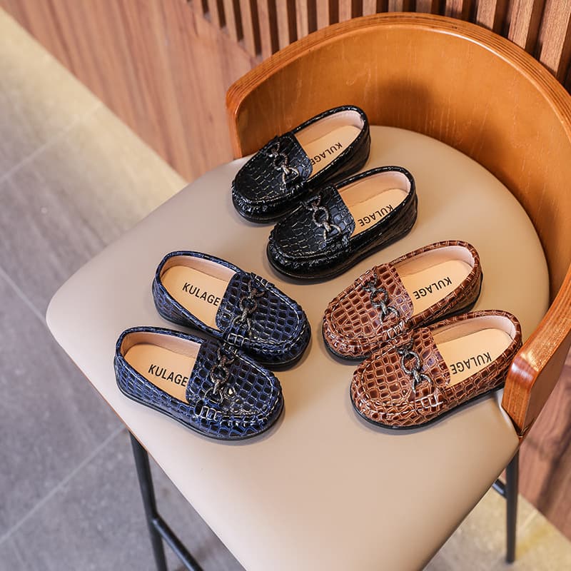 British Style Children's Loafers, Boys' Leather Shoes, Retro Formal Shoes for Toddlers and Kids, Slip-On Design