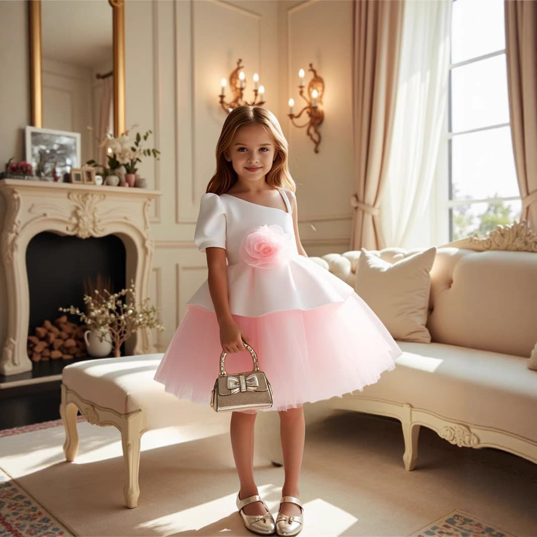 Amazon Cross-Border New Children's Dress Party Gown Princess Dress 3D Floral Tulle Flower Girl Dress