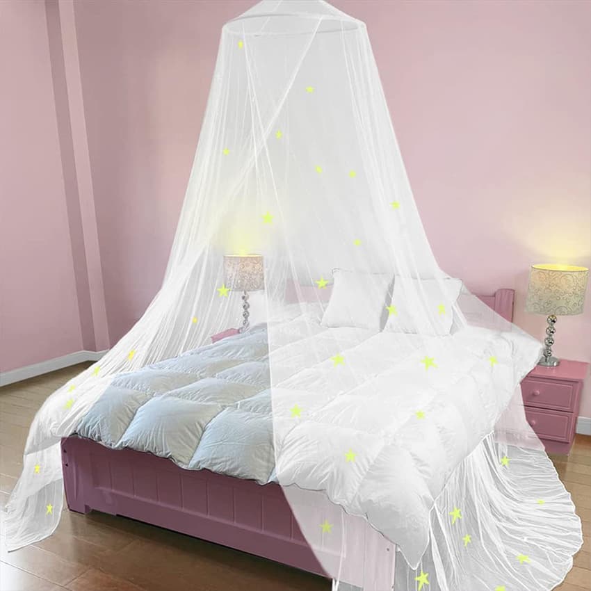 Dome Mosquito Net Summer Hanging Ceiling Star Pattern Palace Round Tent No Installation Floor Bed Canopy
