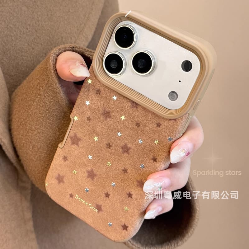 Silver star suitable for Apple 17promax mobile phone case cross-border 16promax explosion 15/14 set 13 lambskin