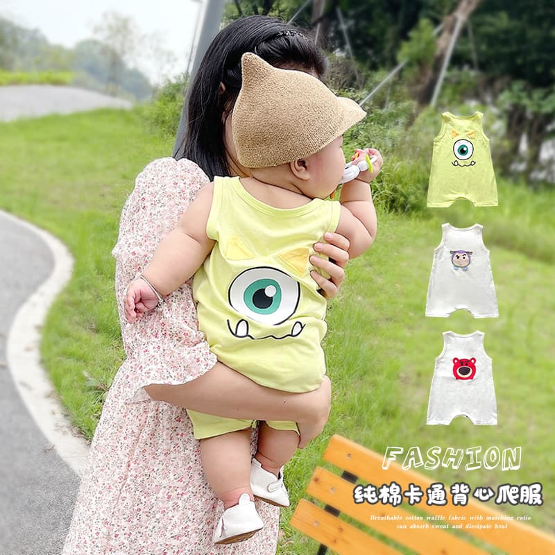 Baby Boy Sleeveless Vest Bodysuit Summer Thin Loose Fashionable Romper Outfit