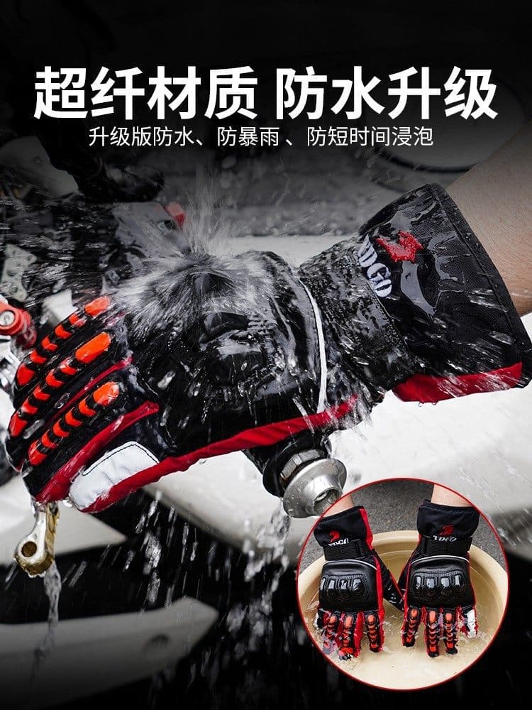 Motorcycle Winter Long Gloves Men's Warm Riding Gear Thickened Windproof Cold-Proof Anti-Fall