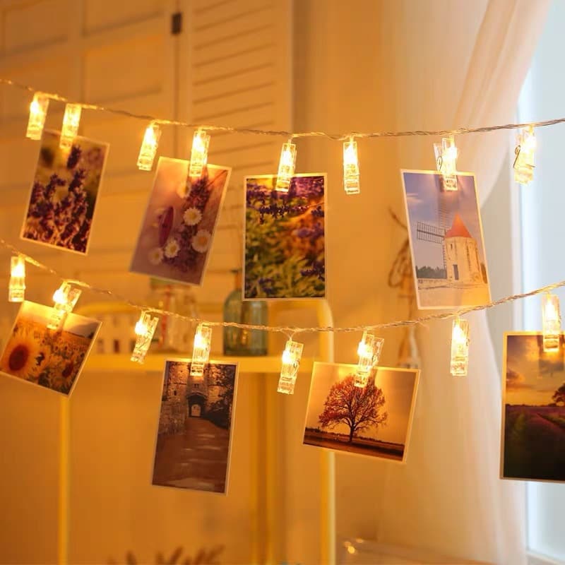 Photo Clip Light String LED Creative Photo Wall Decorative Lights Christmas Light String USB Battery Light Ins Star Light String