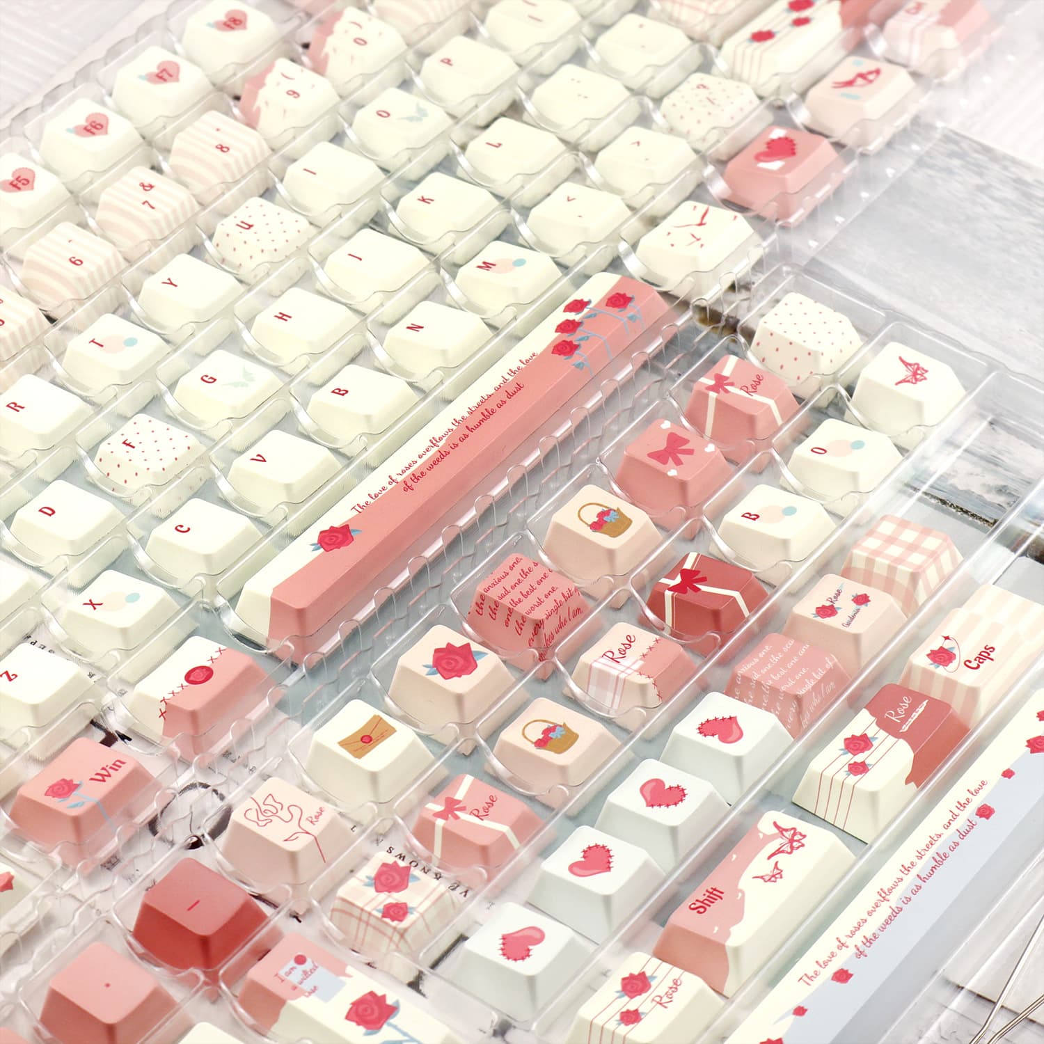 Fable Rose Mechanical Keyboard Keycap Dye-Sublimation Process PBT Material Wear-Resistant Durable Compatible with Multiple Layouts
