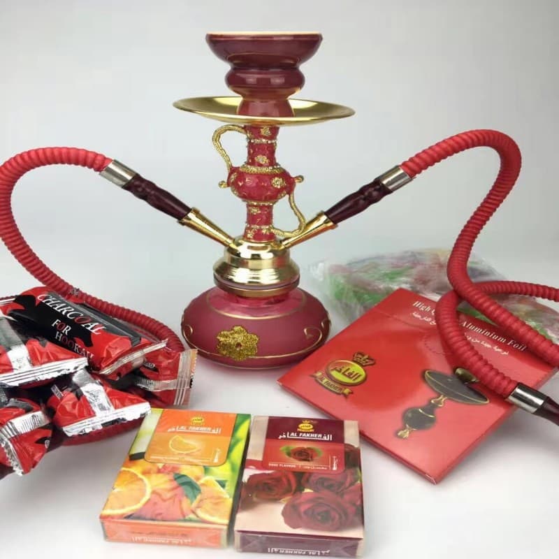Small Hookah Full Set, Arabic Hookah for Home Use, Single/Double Glass Hookah, Fruit Flavored Hookah