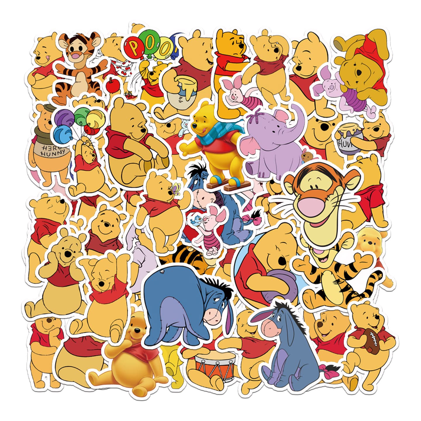 50 Winnie the Pooh cute cartoon diy stickers decorative luggage stickers waterproof stationery sticker wholesale