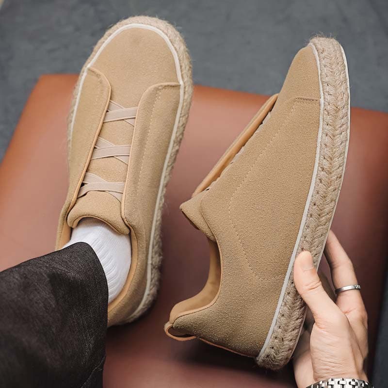 Vintage Suede Espadrille Casual Shoes, New Style for All Seasons, No-Tie Flat Breathable Board Shoes, Trendy Lazy Shoes