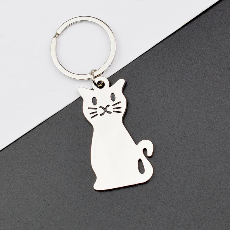 Metal Keychain Glossy Dog Keychain Cat Personalized Pet Dog Keychain Key Accessory Hanging Decoration Small Gift