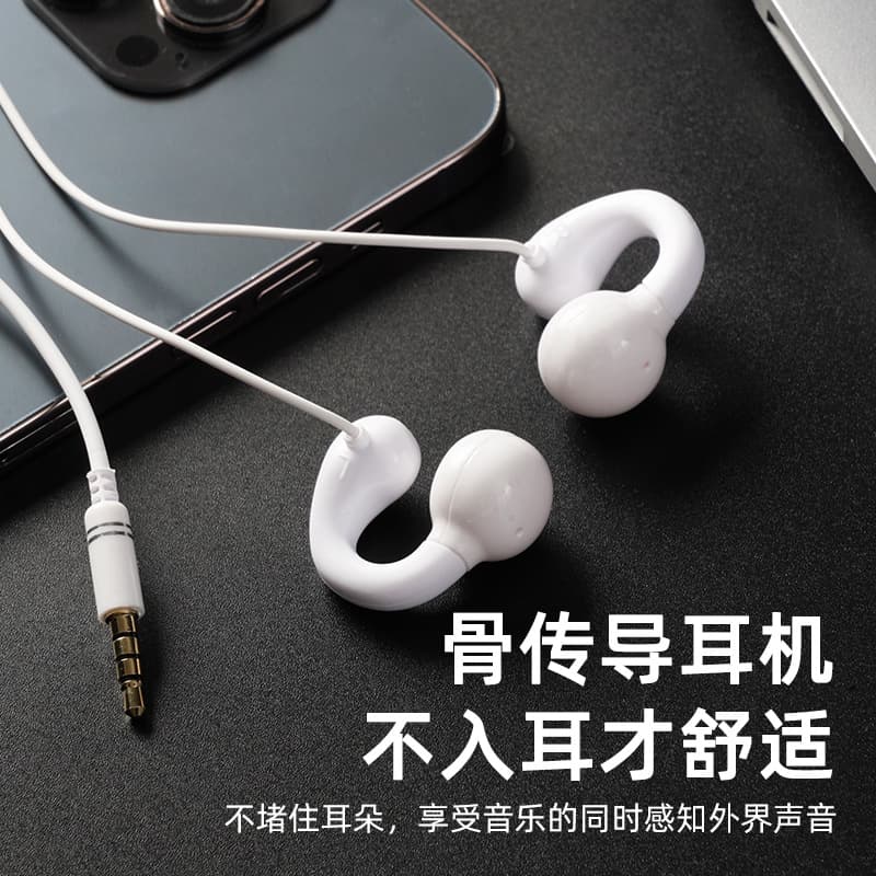 Wired Clip-on Earphones, Non-Bone Conduction, Open-Ear, with Mic for Desktop and Laptop, Comfortable for Long Wear, Over-Ear Style
