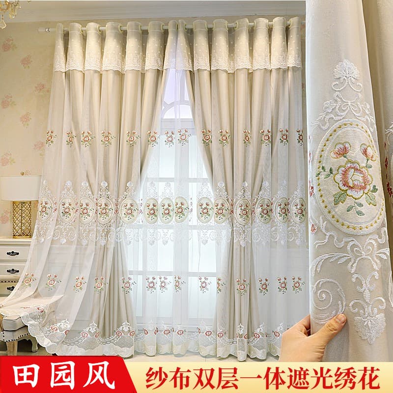 New style double-layer curtains and sheer curtains, high-end and elegant for living rooms, bedrooms, and balconies, with valances for blackout and heat insulation.