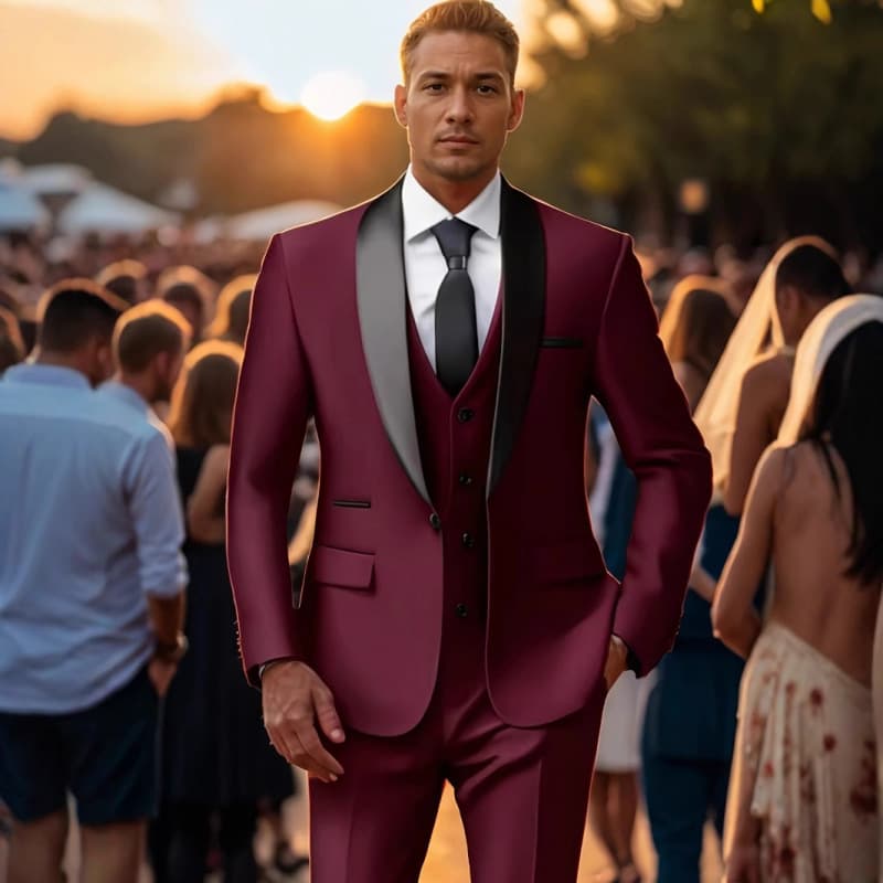 Groom Suit Set Wedding Best Man Tuxedo Formal Dinner Suit 3-Piece