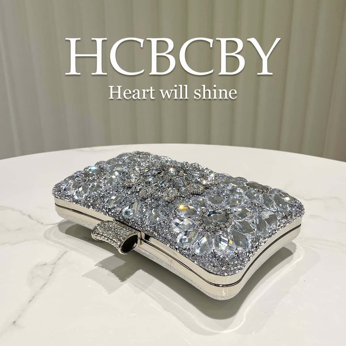 Silver Luxury Rhinestone Evening Bag High-End Socialite Clutch Women's Fashionable Banquet Bag