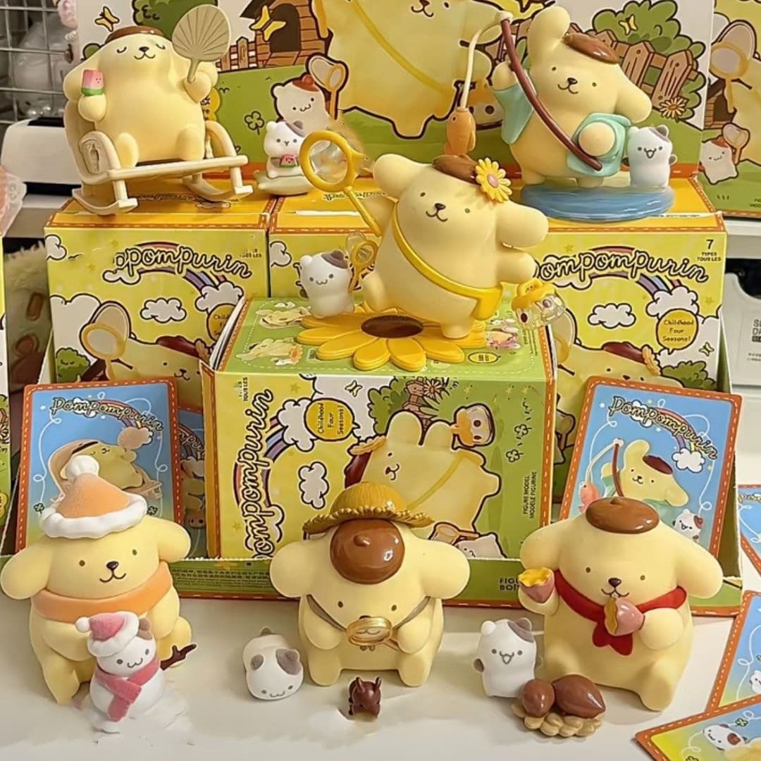 Sanrio Pompompurin Childhood Four Seasons Series Blind Box Trendy Toy Figure Cute Desktop Decoration Plush Doll Gift