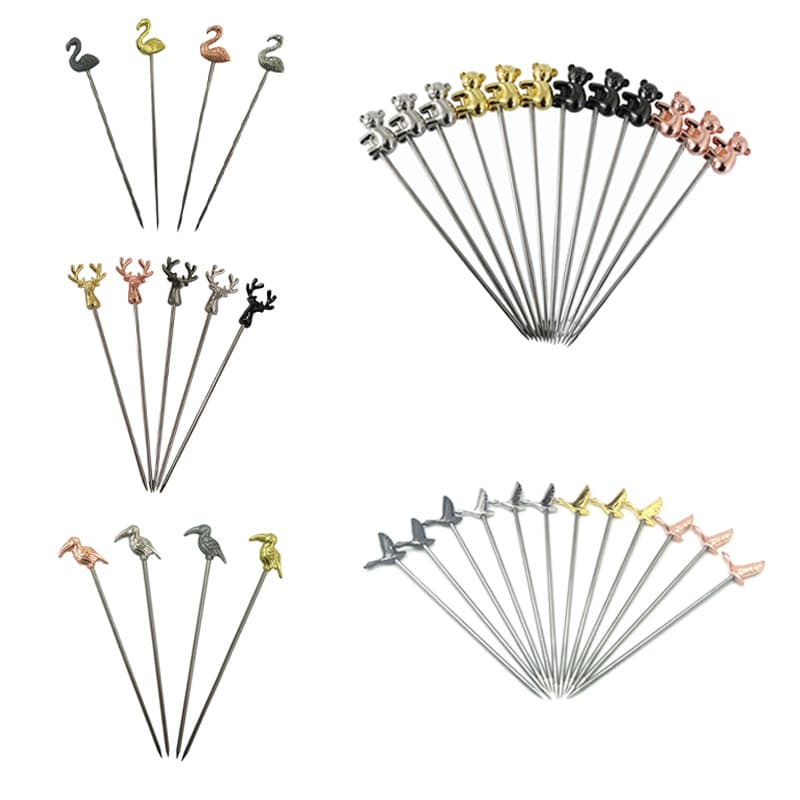 Stainless Steel 304 Flying Goose Fruit Picks, Cake Salad Snack Skewers, Cocktail Picks, Fruit Forks, Bar Mixer Tools