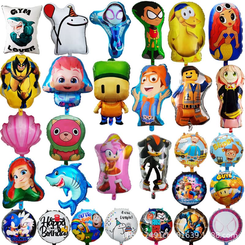 Cross-border English teacher Blippi Lego tripping guy cartoon aluminum foil balloon birthday party decoration balloon