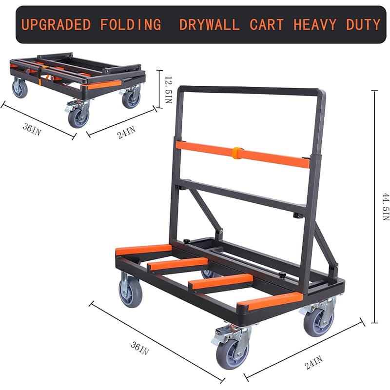 Cross-Border Foldable Heavy-Duty Glass Transport Cart, Wood and Drywall Translational Mover Hand Truck for Material Transport