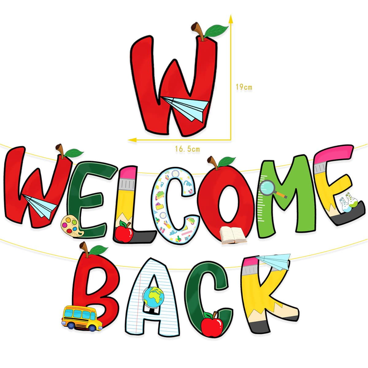 Back to School Party Banner Welcome Back Kindergarten Elementary School Classroom Decoration