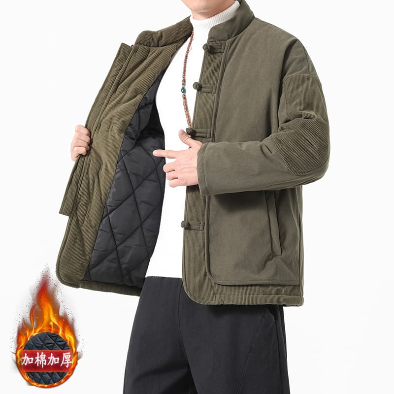 Winter New Chinese Style Men's Tang Suit Cotton Coat Warm Thickened Jacket Large Size Trendy Loose Cotton Padded Coat