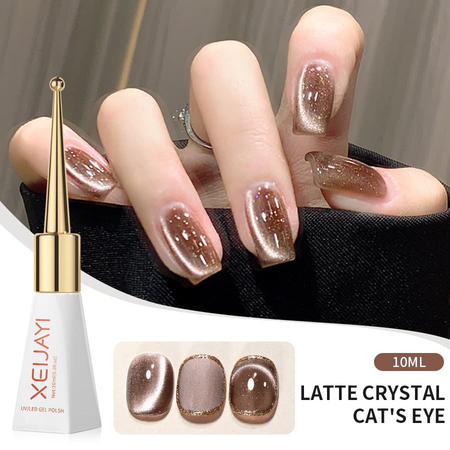 Autumn Winter Latte Crystal Cat's Eye Popular Internet Red Nail Art Gel Professional for Beauty Salon Single Color Drying Seal Layer Strengthening
