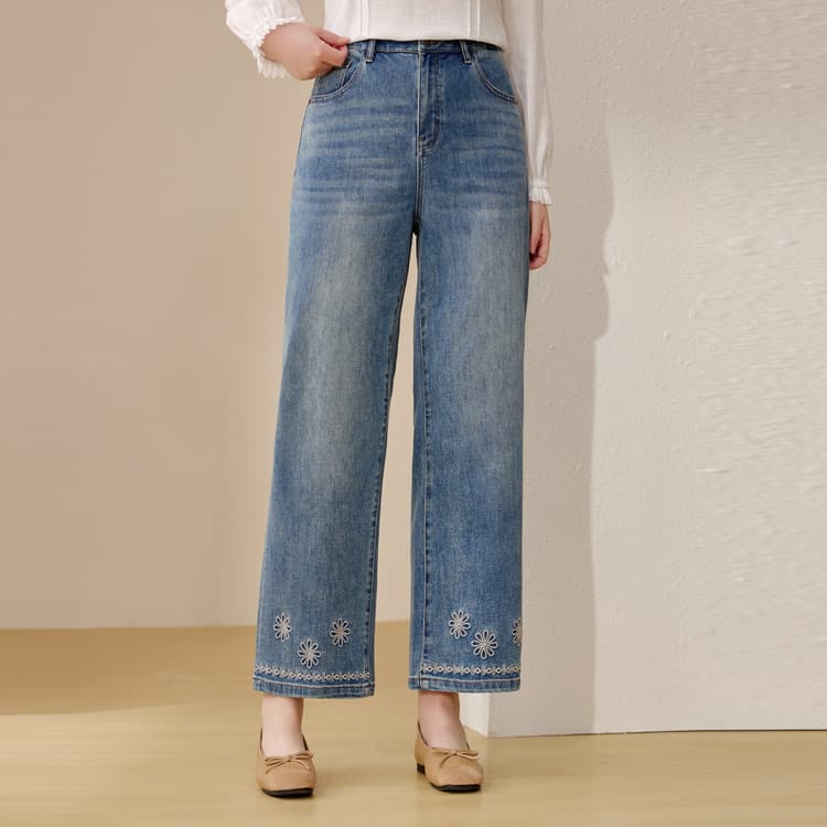 [Straight Leg Cropped Jeans] Slim & Beautiful Plus Size Women's Retro Versatile Cigarette Pants, 2026 Summer New Arrival for Curvy Women