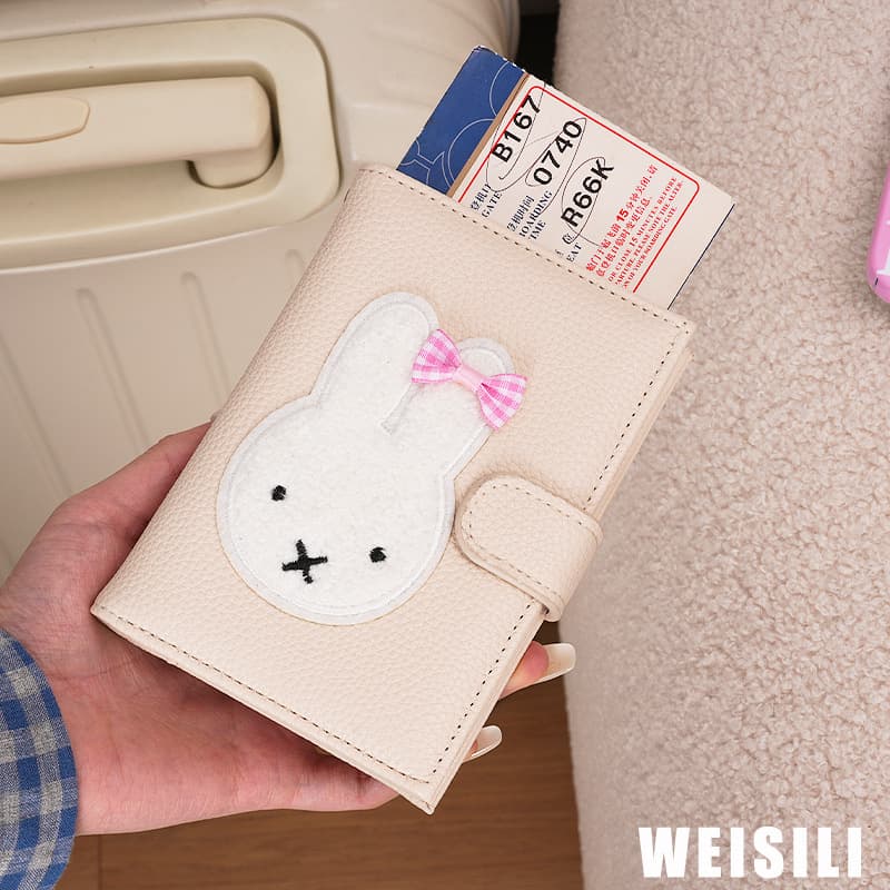 Miffy Rabbit Korean ultra-thin passport bag multi-functional wallet ticket holder new passport document wallet storage bag for women