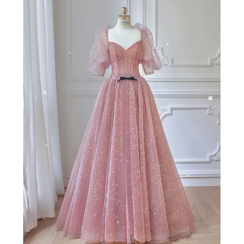 Banquet Evening Gown Hostess Niche Light Luxury High-End Premium Texture Pink Bridesmaid Dress Toasting Dress Summer Women