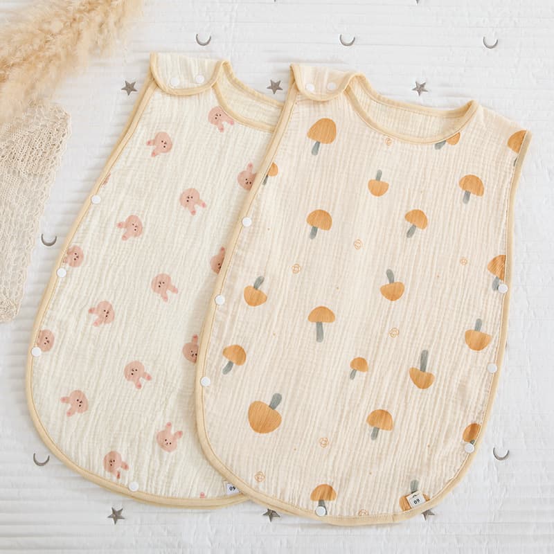 Four-layer Children's Gauze Sleeping Bag, Baby Anti-kick Quilt, Sleeveless Vest-style Sleeping Bag, Summer Thin Korean-style Wrinkled Fabric