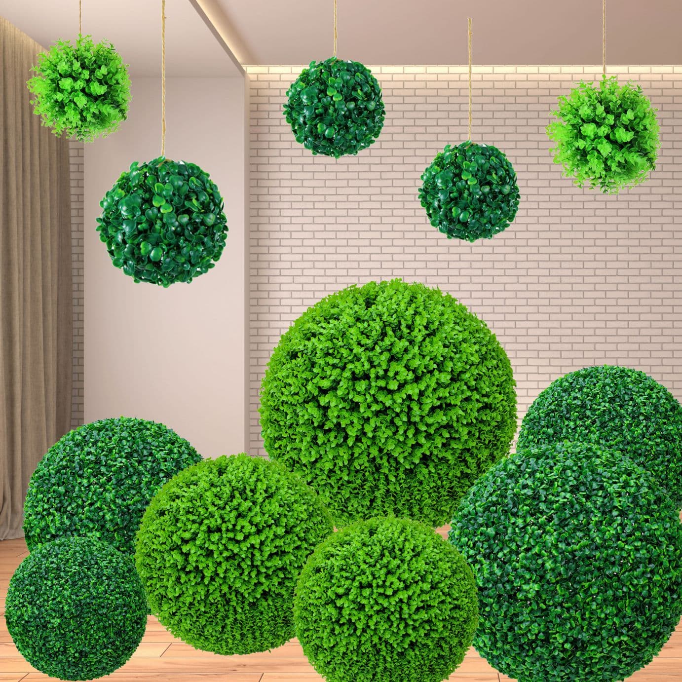 Artificial Grass Ball Decoration Green Plant Ball Plastic Four-Head Milan Grass Peanut Window Display