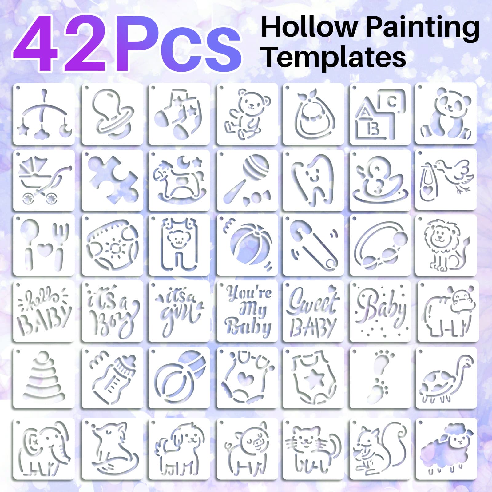 Amazon New Cute Cartoon Baby Series Drawing Templates Large Cartoon DIY Hollow Spray Painting Board