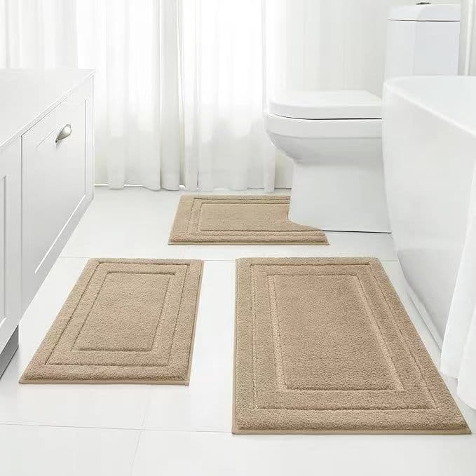 Cross-border Amazon solid color carpet home bathroom bathroom three-piece set imitation cashmere carpet stain-resistant and easy to care