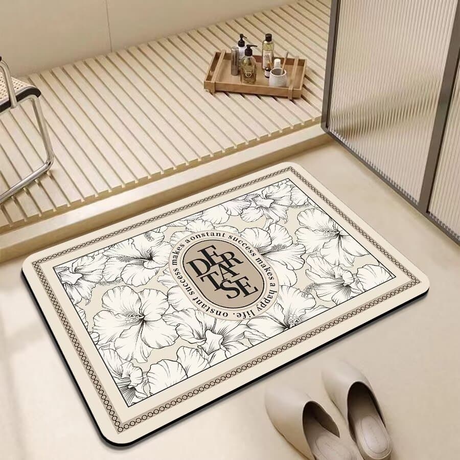 Retro Diatom Mud Bathroom Mat, Absorbent Door Mat, Entryway Kitchen Floor Mat, Non-Slip and Dirt-Resistant