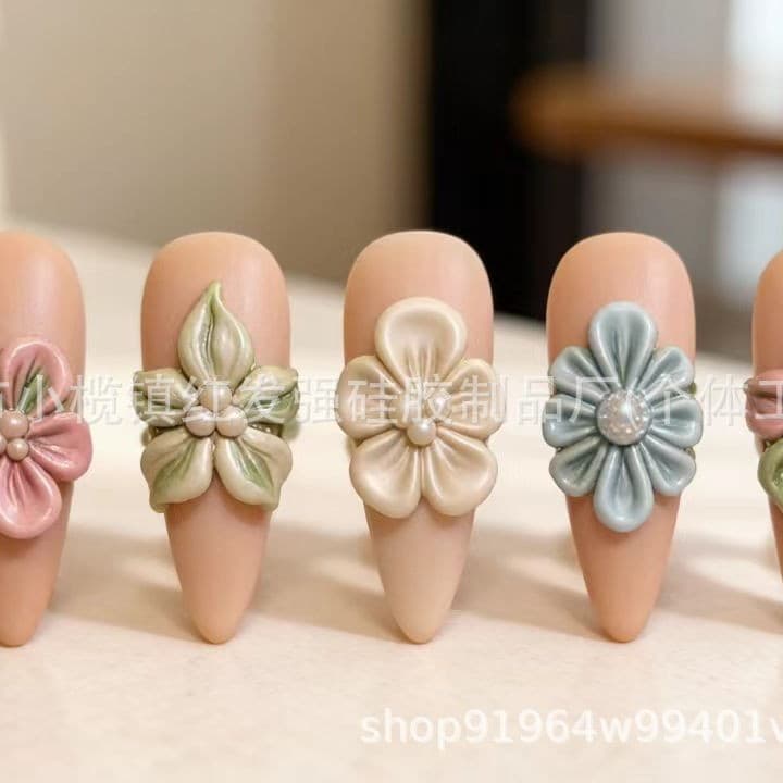 French Vintage Iris Relief Nail Art Mold 3D Nail Decoration Silicone Mold