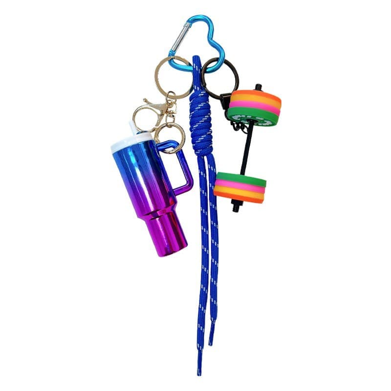 Cross-border Colorful Milk Tea Cup Dumbbell Keychain Cute Bag Charm Car Key Chain Small Gift Wholesale