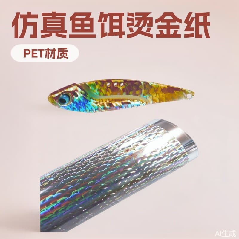 Simulated fishing bait hot stamping paper with strong scales, large, medium and small sizes to choose from, independent copyright pattern hot stamping paper